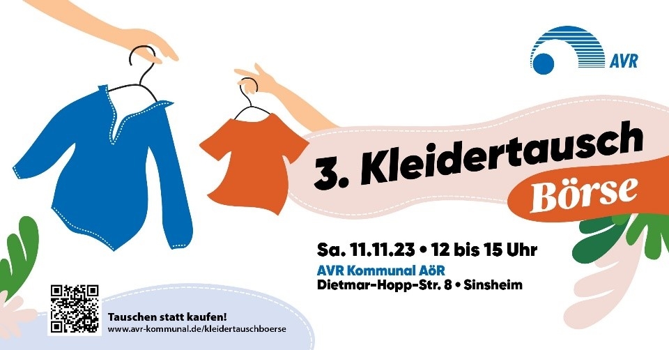Die nächste Kleidertauschbörse der AVR Kommunal ist am 11. November. Plakat: AVR.