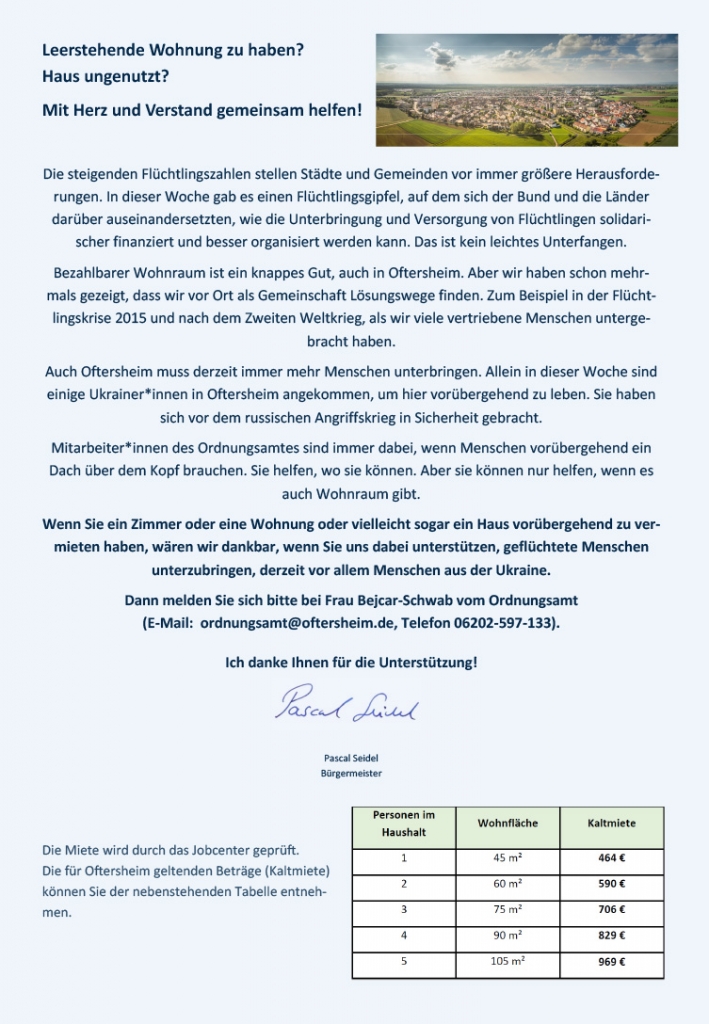  Wohnraum gesucht für Flüchtlinge