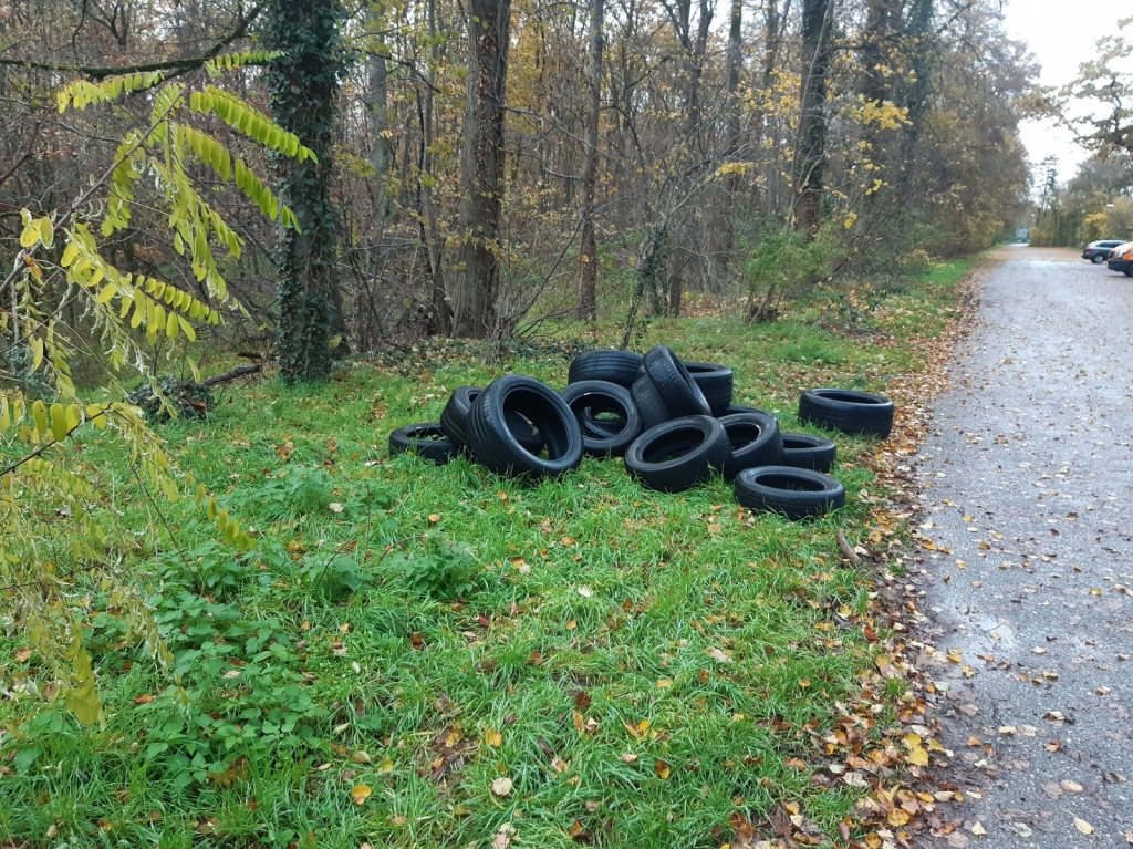 Altreifen wurden illegal am Parkplatz Schützenhaus entsorgt.