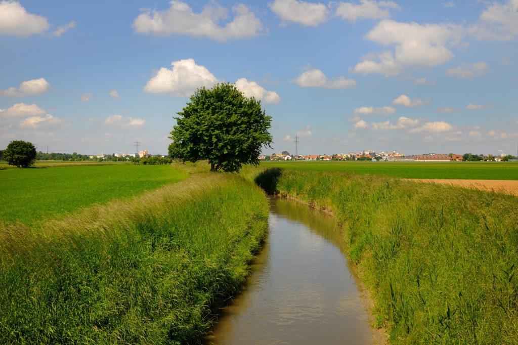 Foto vom Leimbach mit Blick auf Oftersheim