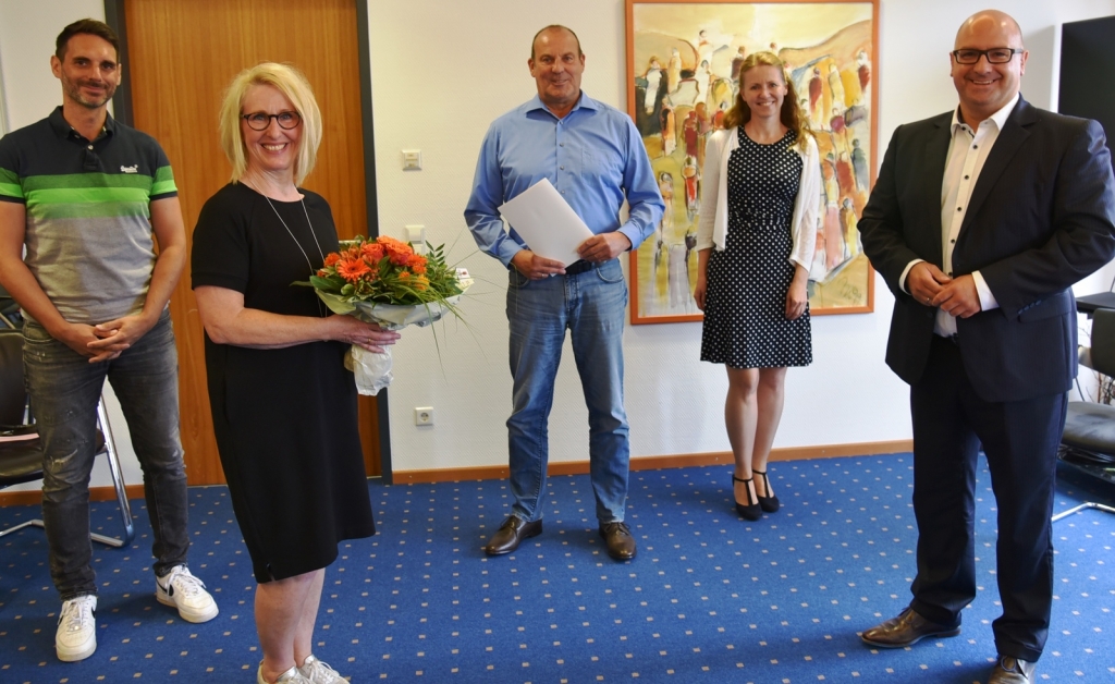 vlnr: Thomas Lorenz, Sibylle Östringer, Thomas Kobbert, Susanne Barisch, Bürgermeister Jens Geiß