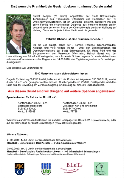 Flyer Spendenaufruf Typisierungsaktion Lengler 2010