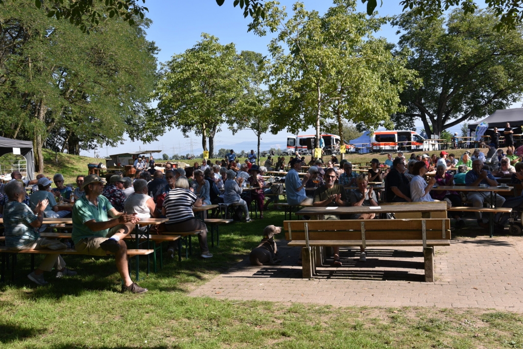 Die meisten Gäste nehmen am Tag des Waldes im Schatten Platz.