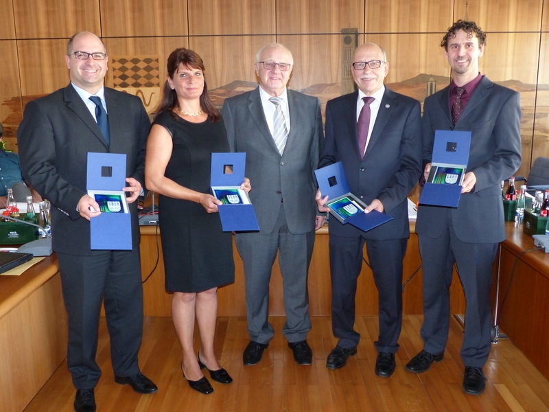 vlnr: Jens Geiß, Annette Dietl-Faude, Bürgermeister Helmut Baust, Michael Seidling, Dr. Tobias Ober